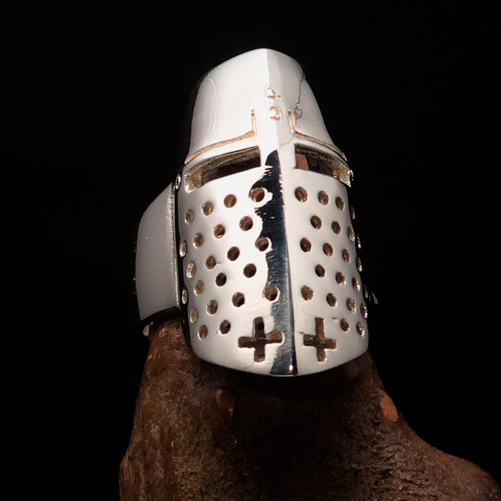 Knights Templar Ring - Sterling Silver Knight Helmet - Bricks Masons