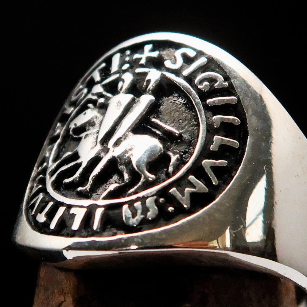 Knights Templar Ring - Sterling Silver Sigillum MilItum XPISTI - Bricks Masons
