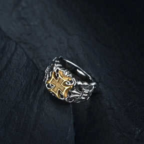 Knights Templar Commandery Ring - Classic Gold-Plated Color Cross - Bricks Masons