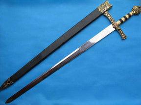 Knights Templar Sword - Mio Cid Anointed Golden Scabbard Totem Engraving 49" - Bricks Masons