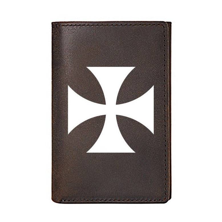 Knights Templar Wallet - Genuine Leather Cross and Credit Card Holder - Bricks Masons