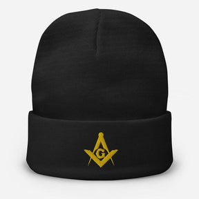 Master Mason Blue Lodge Beanie - Square and Compass G Golden Embroidery