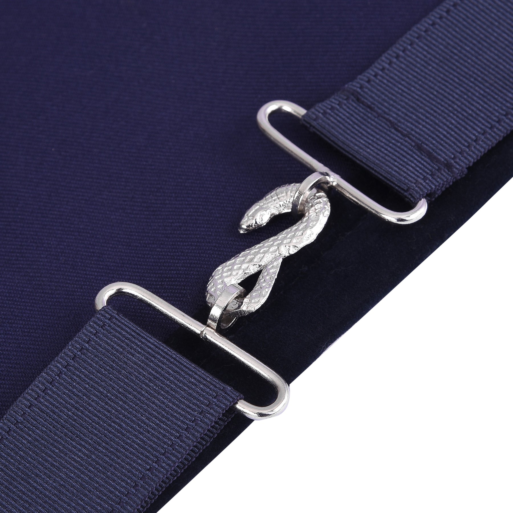 Marshal Blue Lodge Officer Apron - Kenton Lodge Navy Velvet With Silver Embroidery Thread - Bricks Masons