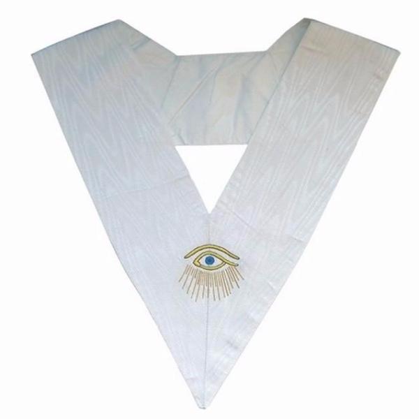 28th Degree Scottish Rite Collar - All White Moire with Eye & Rays