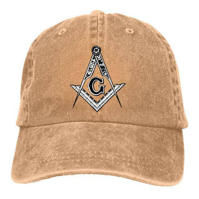 Master Mason Blue Lodge Baseball Cap - Square Compass G Symbol Adjustable Denim - Bricks Masons