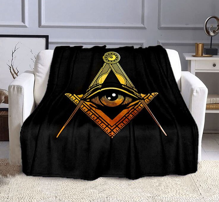 Master Mason Blue Lodge Blanket - The Freemasons Printed Flannel Cashmere - Bricks Masons