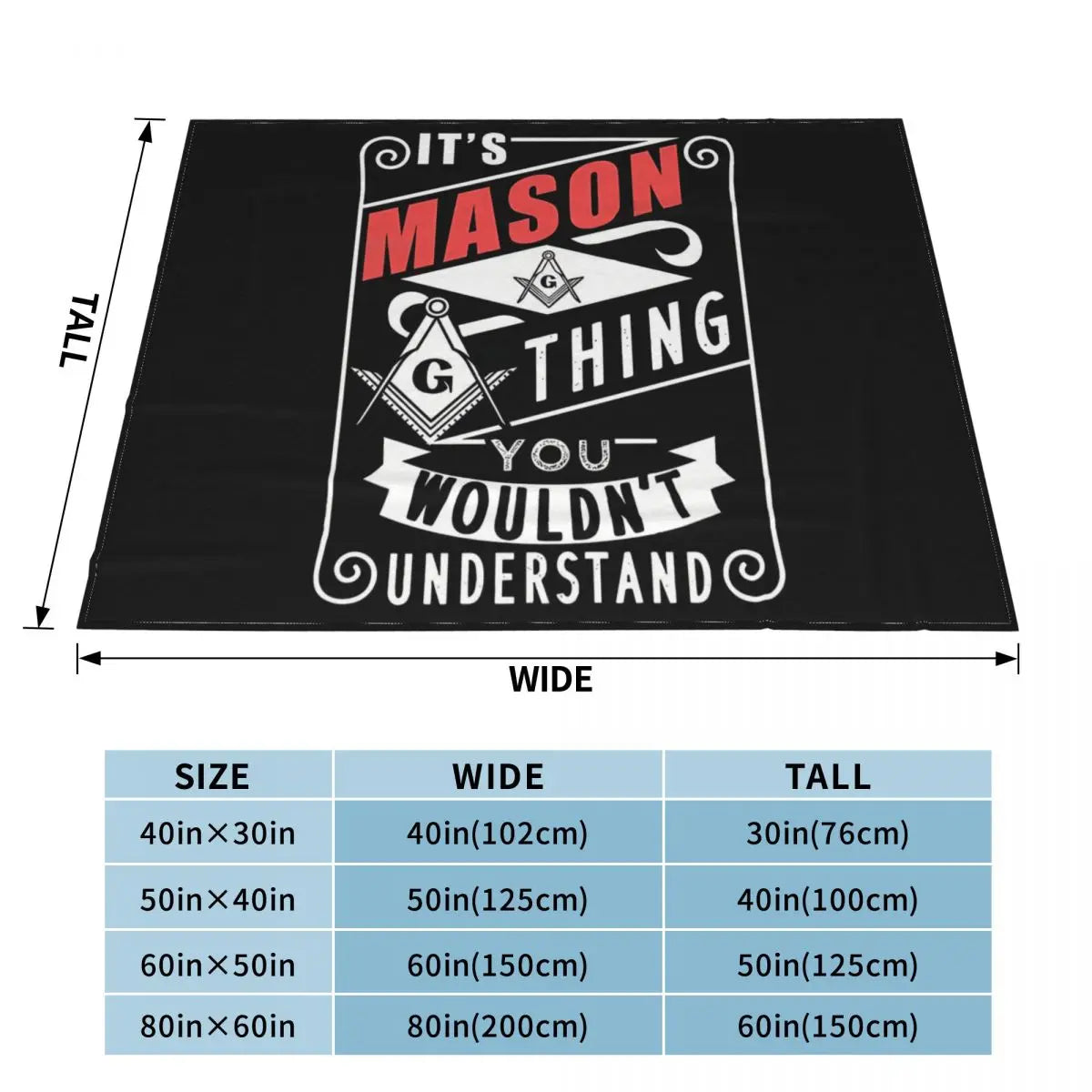 Master Mason Blue Lodge Blanket - Flannel Warm Throws - Bricks Masons