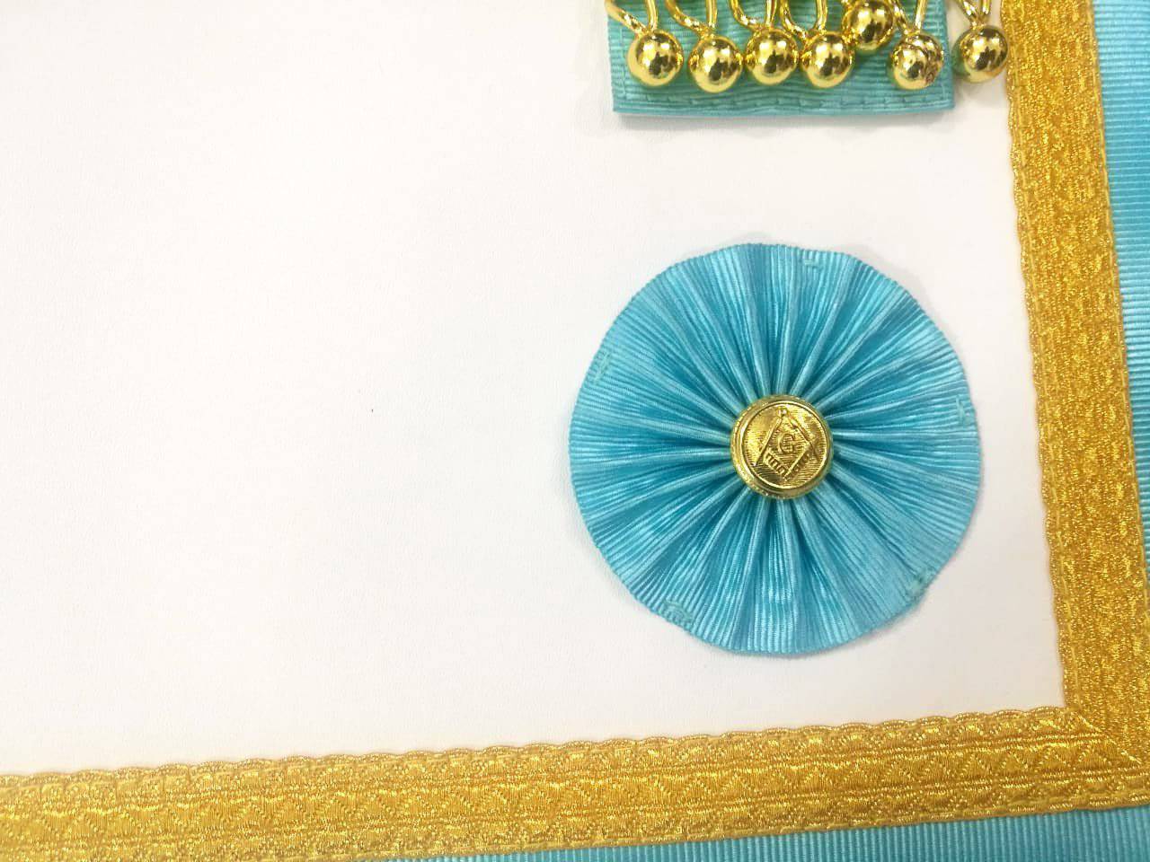 Master Mason Blue Lodge Canada Regulation Apron - Sky Blue Moire - Bricks Masons