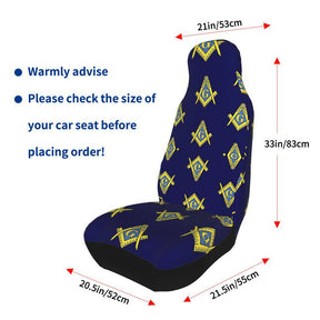Master Mason Blue Lodge Car Seat Cover - Square and Compass G (2 Pieces) - Bricks Masons