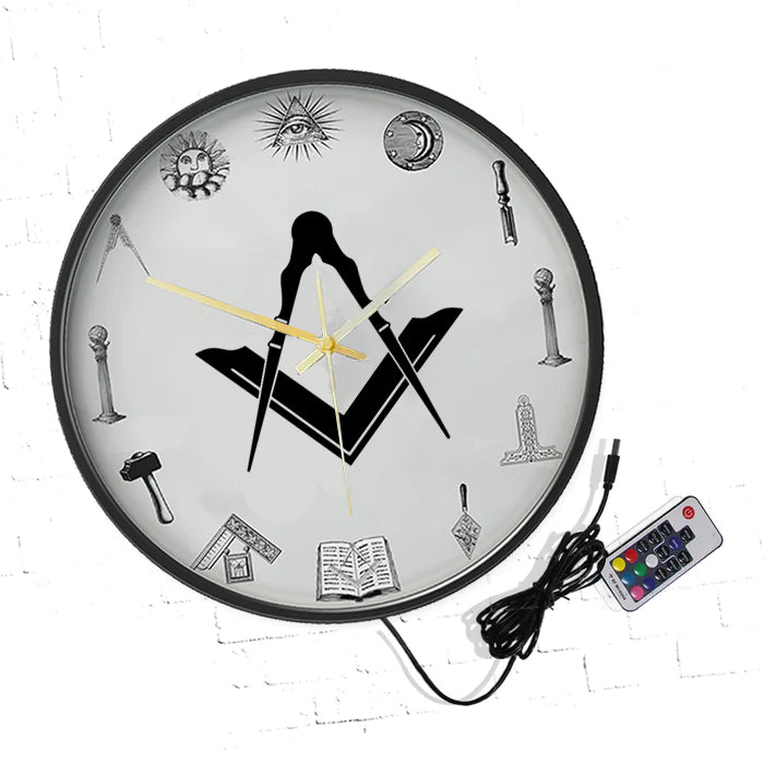Master Mason Blue Lodge Clock - Frame with LED - Bricks Masons
