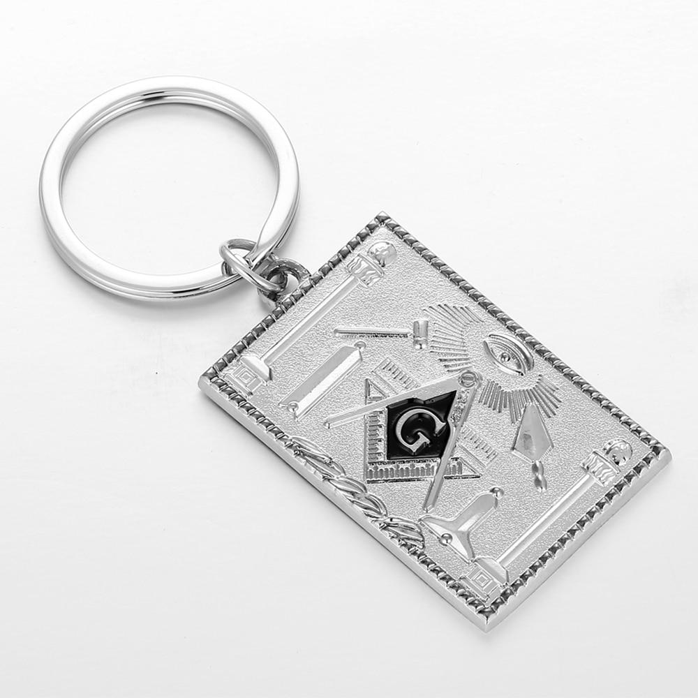 Master Mason Blue Lodge Keychain - Pillars & Tools Silver - Bricks Masons