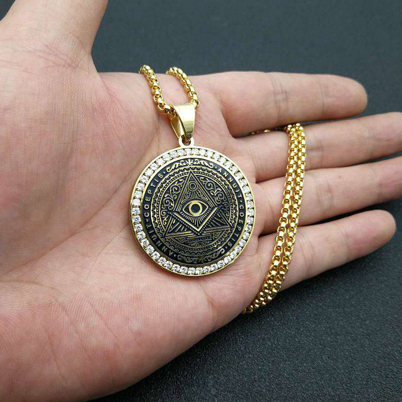 Master Mason Blue Lodge Necklace - Annuit Coeptis Gold & Silver - Bricks Masons