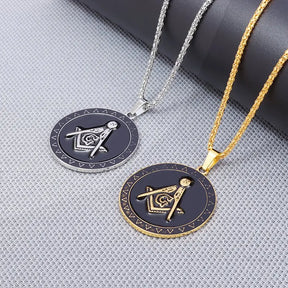Master Mason Blue Lodge Necklace - Black Background - Bricks Masons