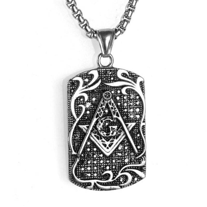 Master Mason Blue Lodge Necklace - Tag Motif [Gold & Silver] - Bricks Masons