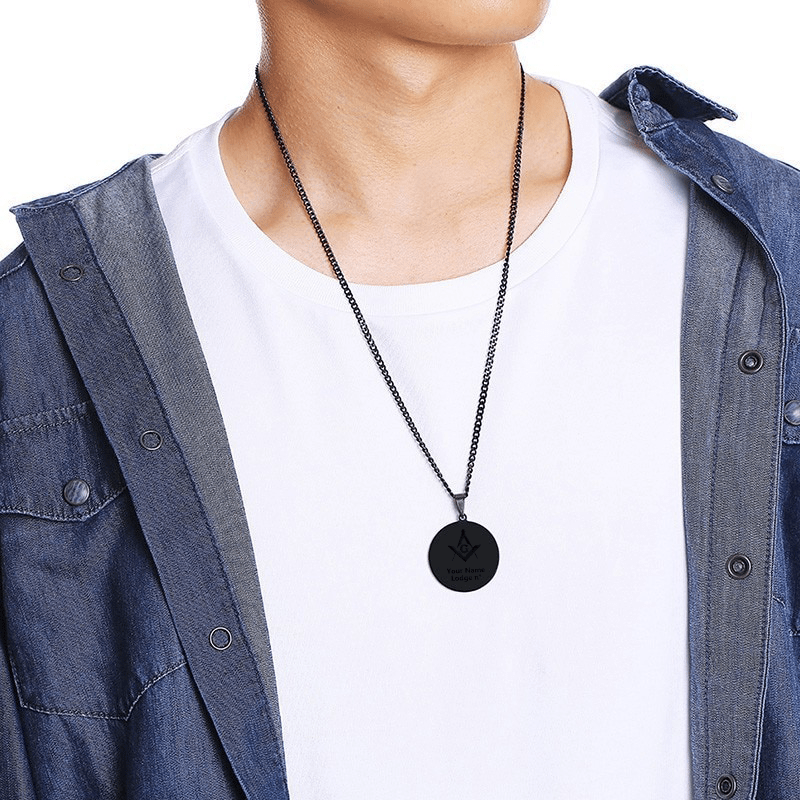 Master Mason Blue Lodge Necklace - Various Stainless Steel Colors - Bricks Masons