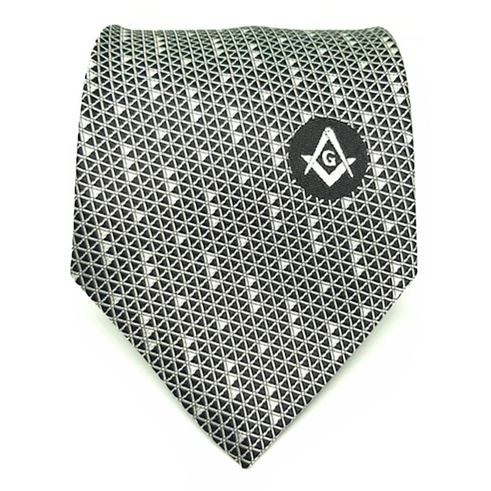Master Mason Blue Lodge Necktie - Black & White - Bricks Masons