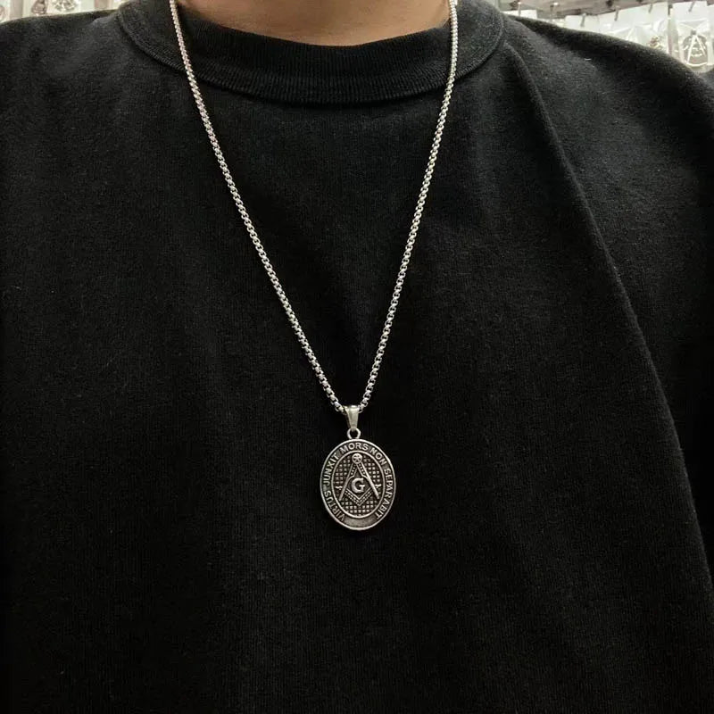 Master Mason Blue Lodge Pendant - Stainless Steel - Bricks Masons