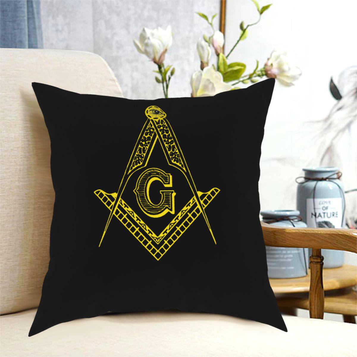 Master Mason Blue Lodge Pillowcase - Square and Square G Black - Bricks Masons