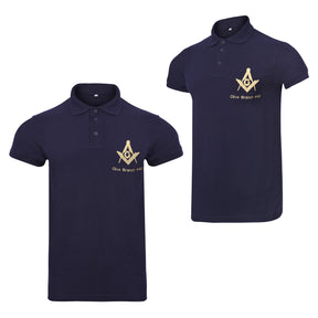 Master Mason Blue Lodge Polo Shirt - Customizable Blue Color True Cotton - Bricks Masons