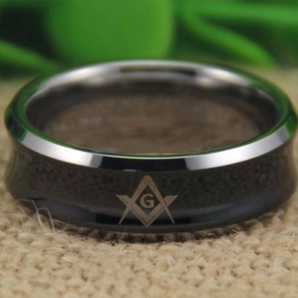 Master Mason Blue Lodge Ring - Black Silver Edges - Bricks Masons