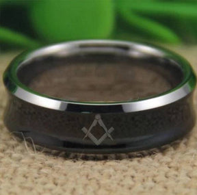 Master Mason Blue Lodge Ring - Black Silver Edges - Bricks Masons
