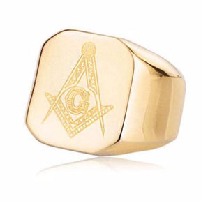 Master Mason Blue Lodge Ring - Casted Square & Compass [Multiple Colors] - Bricks Masons