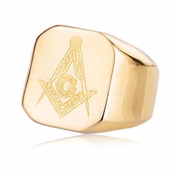 Master Mason Blue Lodge Ring - Casted Square & Compass [Multiple Colors] - Bricks Masons