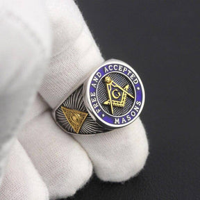 Master Mason Blue Lodge Ring - Free and Accepted Masons 925 Sterling Silver - Bricks Masons