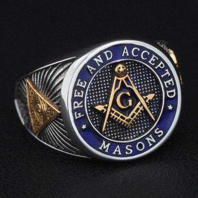 Master Mason Blue Lodge Ring - Free and Accepted Masons 925 Sterling Silver - Bricks Masons