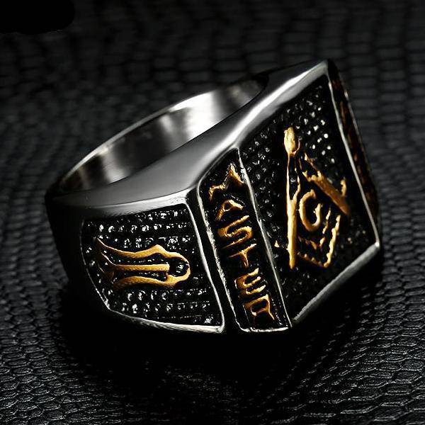 Master Mason Blue Lodge Ring - Trowel - Bricks Masons