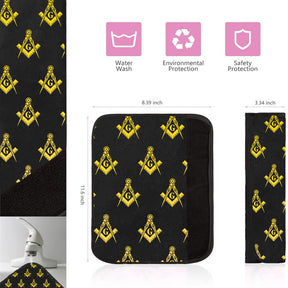 Master Mason Blue Lodge Seatbelt Cover - White & Gold - Bricks Masons