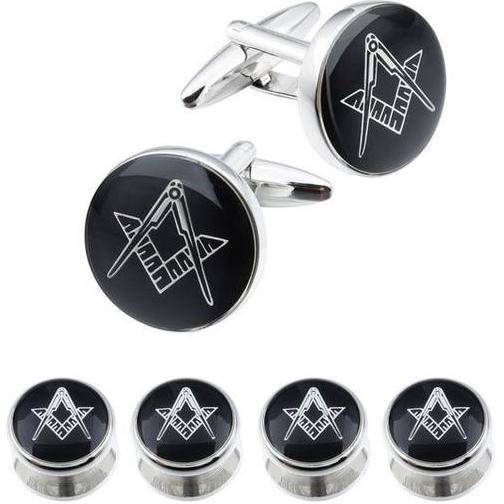 Master Mason Blue Lodge Tuxedo Stud - Gold or Silver 4, 6 Pieces Set - Bricks Masons
