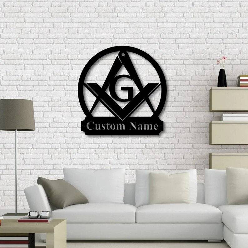 Master Mason Blue Lodge Wall Monogram - Wooden Art - Bricks Masons
