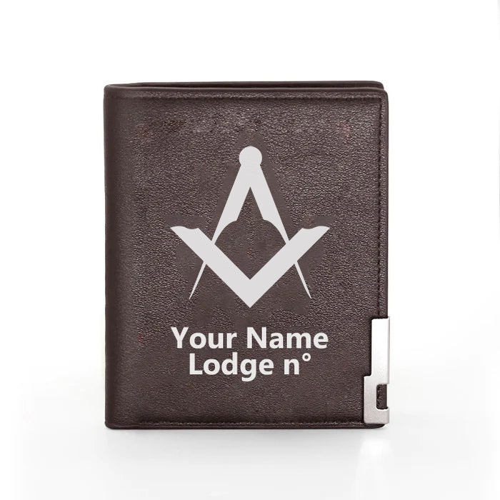 Master Mason Blue Lodge Wallet - Black & Brown - Bricks Masons