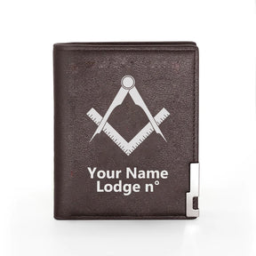 Master Mason Blue Lodge Wallet - Black & Brown - Bricks Masons