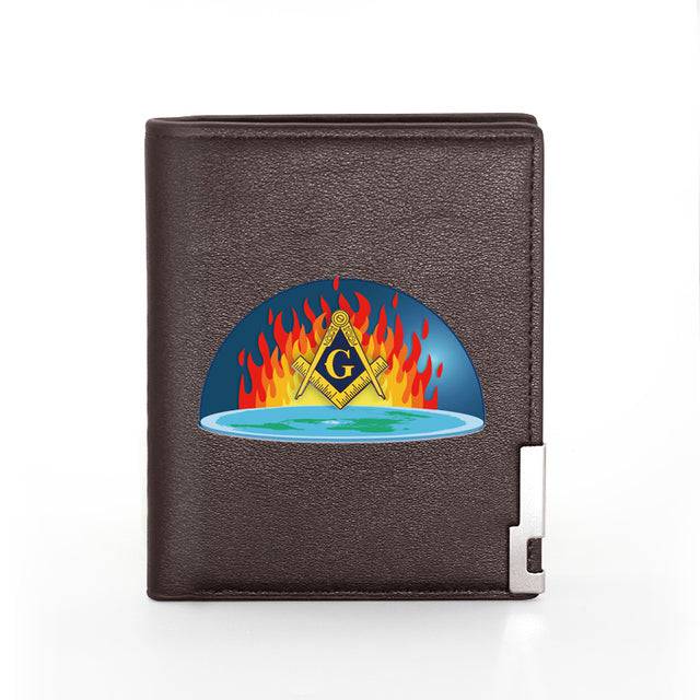 Master Mason Blue Lodge Wallet - Freemasonry The Earth Is Flat Black & Brown - Bricks Masons
