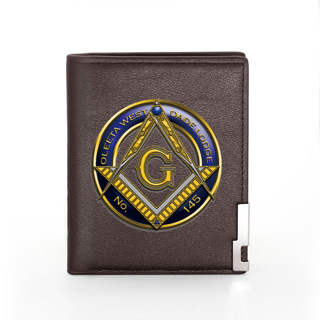 Master Mason Blue Lodge Wallet - PU Leather Vintage Square and Compass G & Credit Card Holder (26 variants) - Bricks Masons