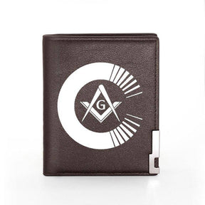 Master Mason Blue Lodge Wallet - With Credit Card Holder (Black/Brown) - Bricks Masons