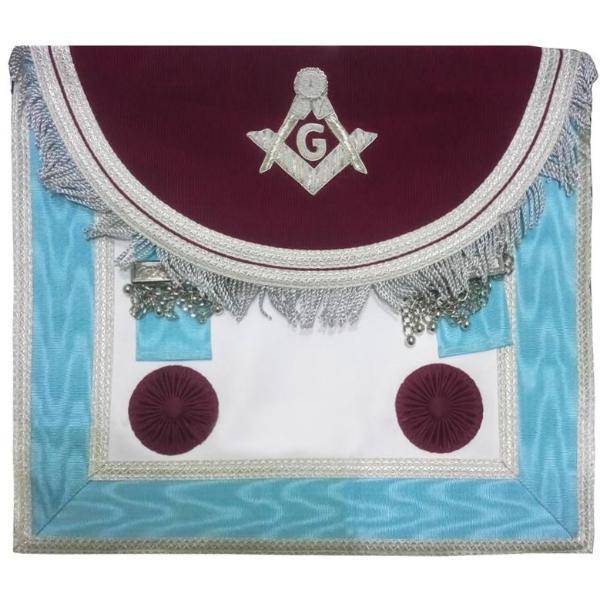 Master Mason Craft Scottish Regulation Apron - Brown & Sky Blue Moire - Bricks Masons