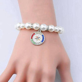 OES Bracelet - Charm With Rhinestones - Bricks Masons