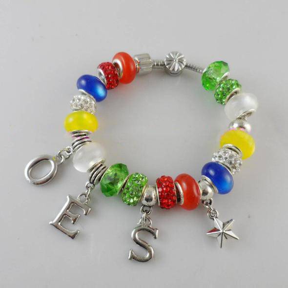 OES Bracelet - Rhinestone Charm - Bricks Masons