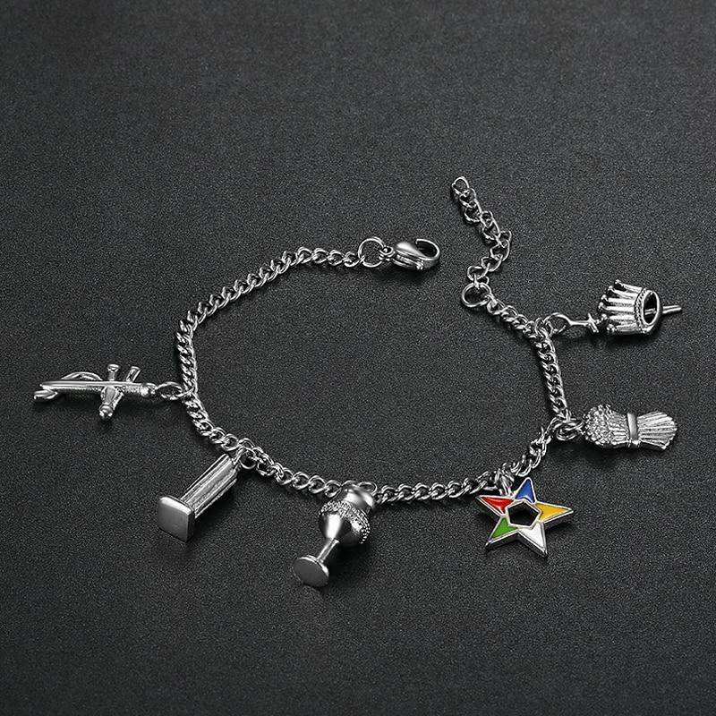 OES Bracelet - Stainless Steel Silver - Bricks Masons