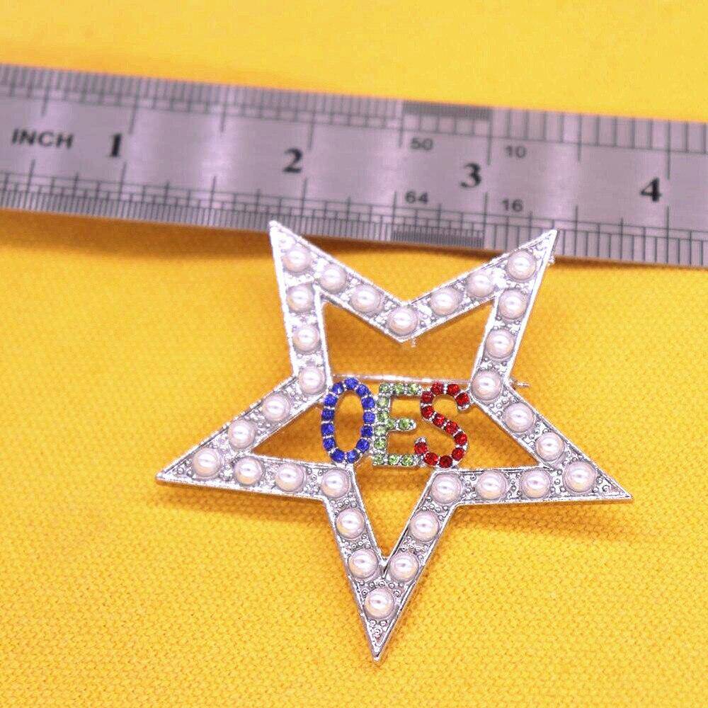 OES Brooch - Crystals & Pearls - Bricks Masons