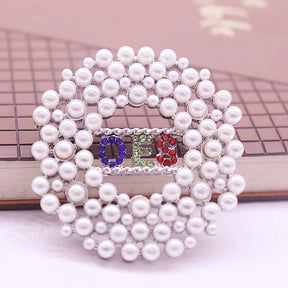 OES Brooch - Order Eastern Star Pearls - Bricks Masons