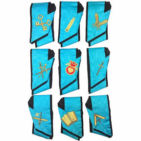 Officers Memphis Misraim French Regulation Officer Collar Set - Turquoise Blue Moire - Bricks Masons