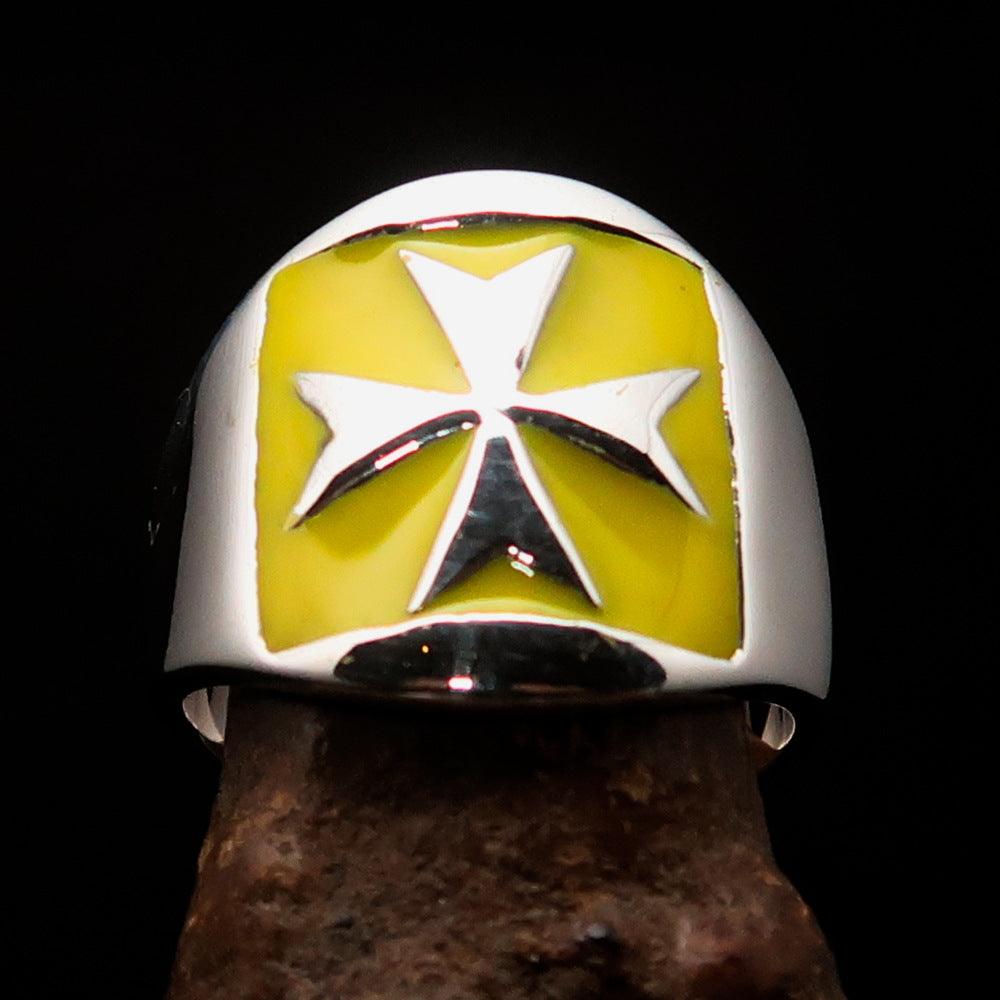 Order of Malta Ring - Yellow Cross Sterling Silver - Bricks Masons