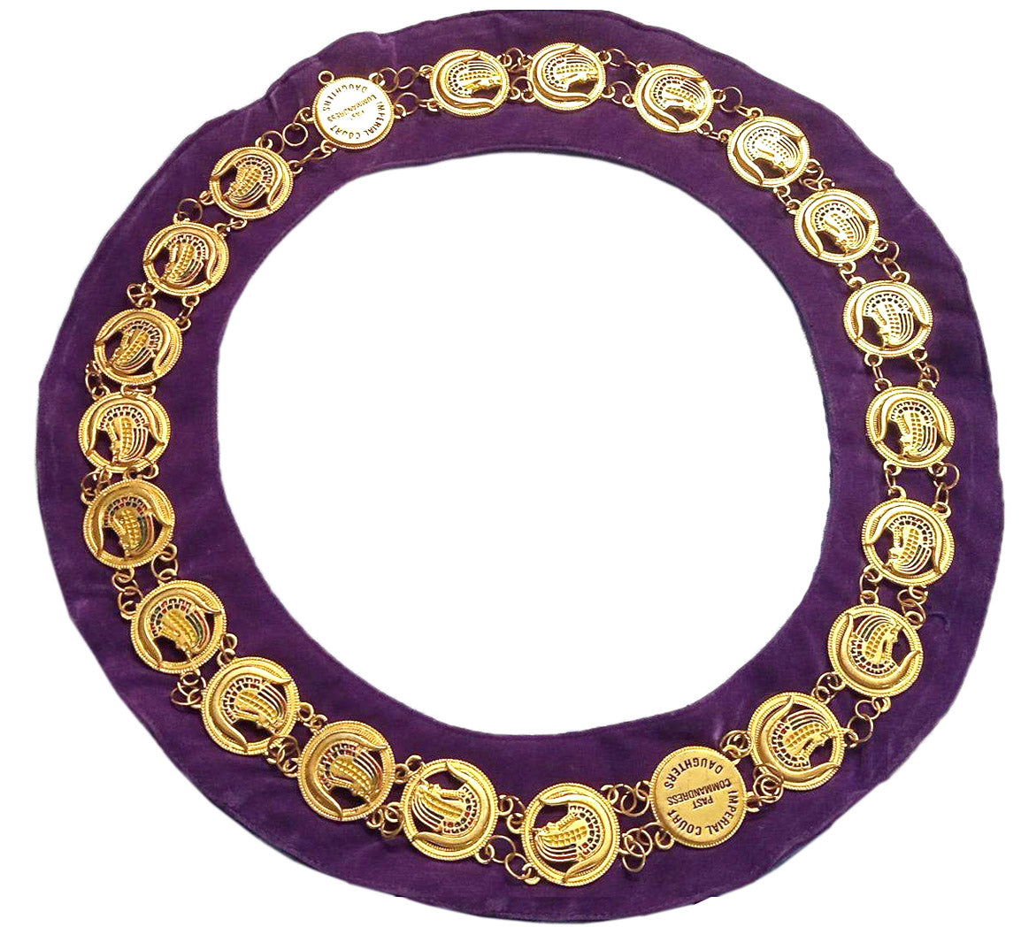 DOI PHA Chain Collar - Gold Plated On Purple Velvet - Bricks Masons