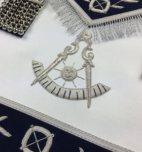 Past Master Blue Lodge Apron - Navy Blue Velvet - Bricks Masons