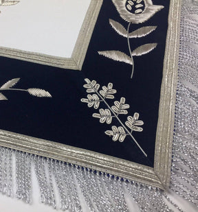 Past Master Blue Lodge Apron - Royal Navy Velvet Hand Embroidery - Bricks Masons