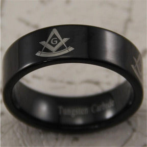 Past Master Blue Lodge Ring - Black Tungsten Personalizable - Bricks Masons